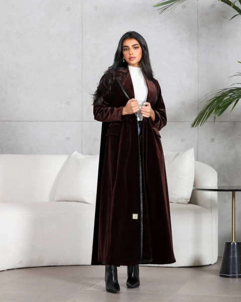 Velvet Abaya in brown color IB261 Brown