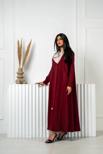 Burgundy Crepe Abaya IB207 red